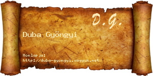 Duba Gyöngyi névjegykártya